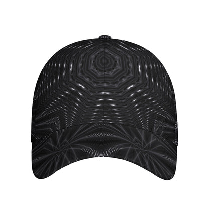 Black Kaleidoscope Print Baseball Cap