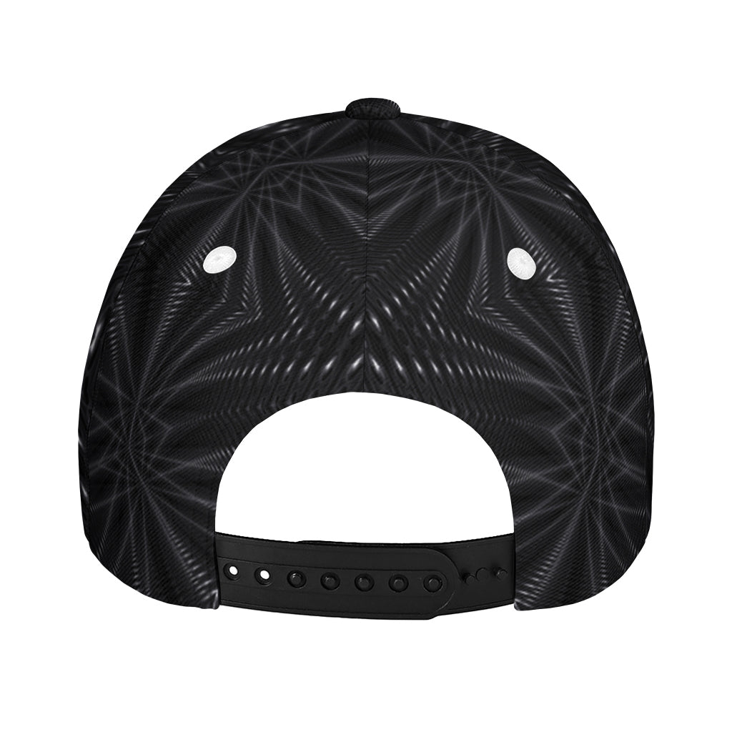 Black Kaleidoscope Print Baseball Cap