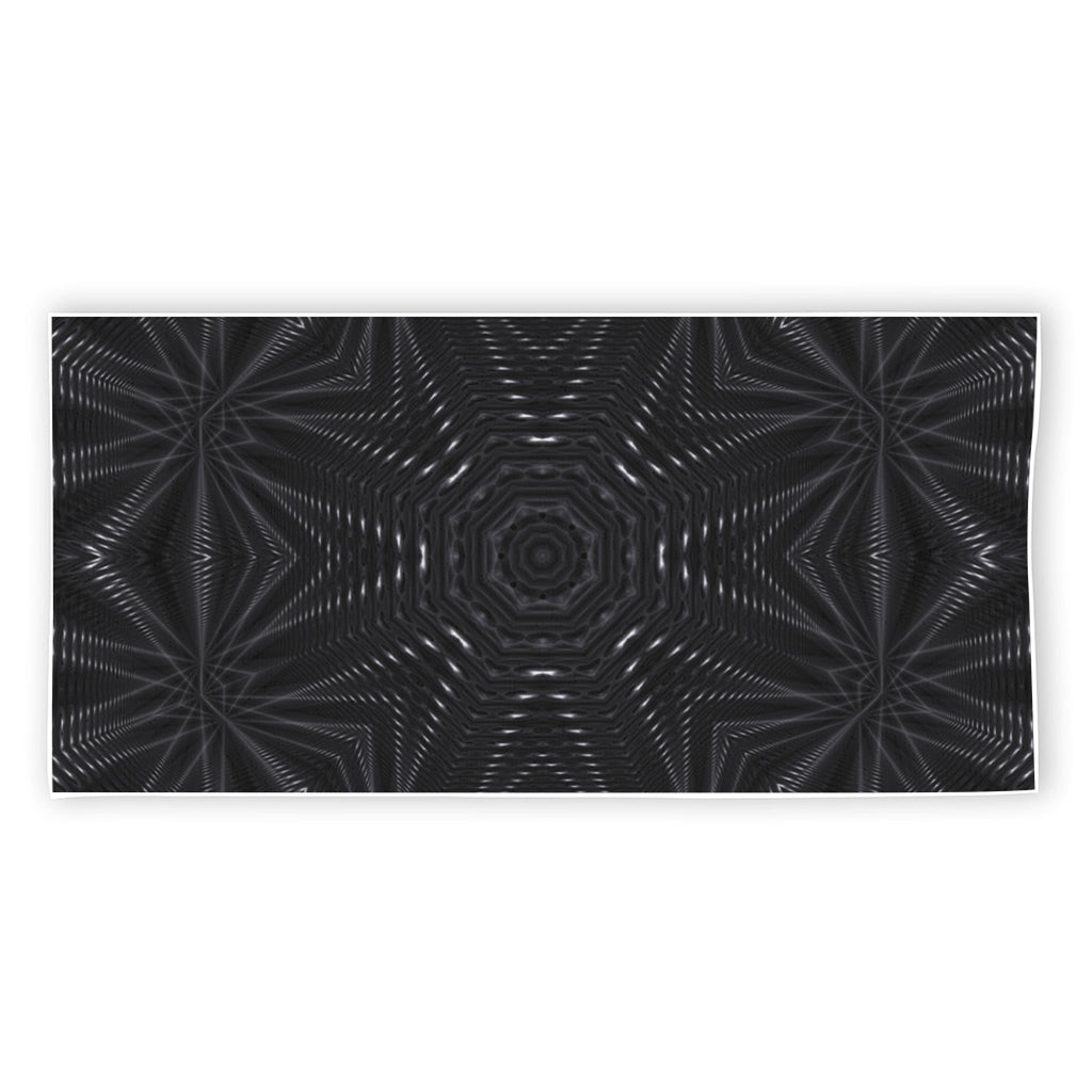 Black Kaleidoscope Print Beach Towel