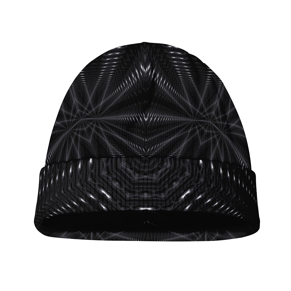 Black Kaleidoscope Print Beanie