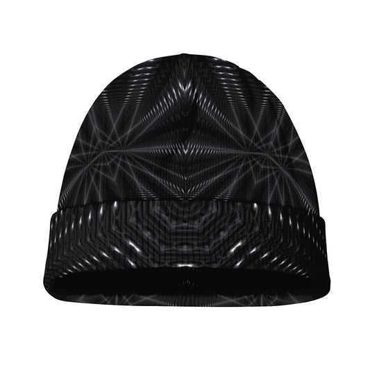 Black Kaleidoscope Print Beanie