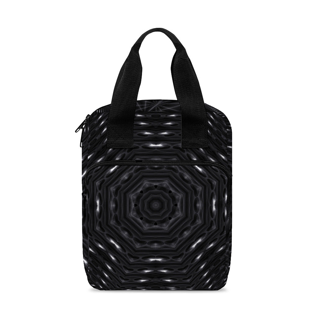 Black Kaleidoscope Print Bible Tote Bag