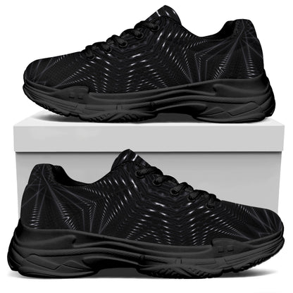 Black Kaleidoscope Print Black Chunky Shoes