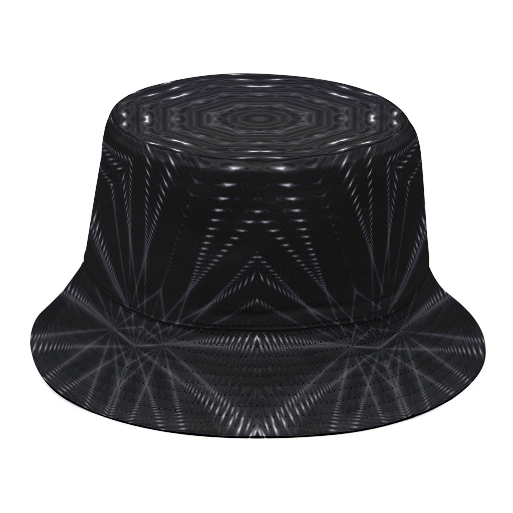 Black Kaleidoscope Print Bucket Hat