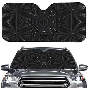 Black Kaleidoscope Print Car Windshield Sun Shade