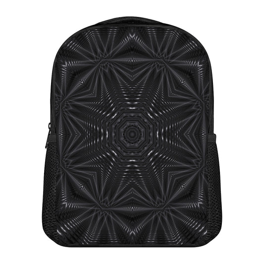 Black Kaleidoscope Print Casual Backpack