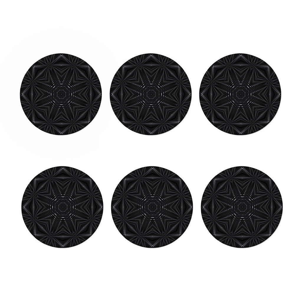 Black Kaleidoscope Print Coaster Set