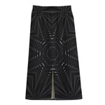 Black Kaleidoscope Print Cotton Front Slit Maxi Skirt