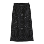 Black Kaleidoscope Print Cotton Front Slit Maxi Skirt