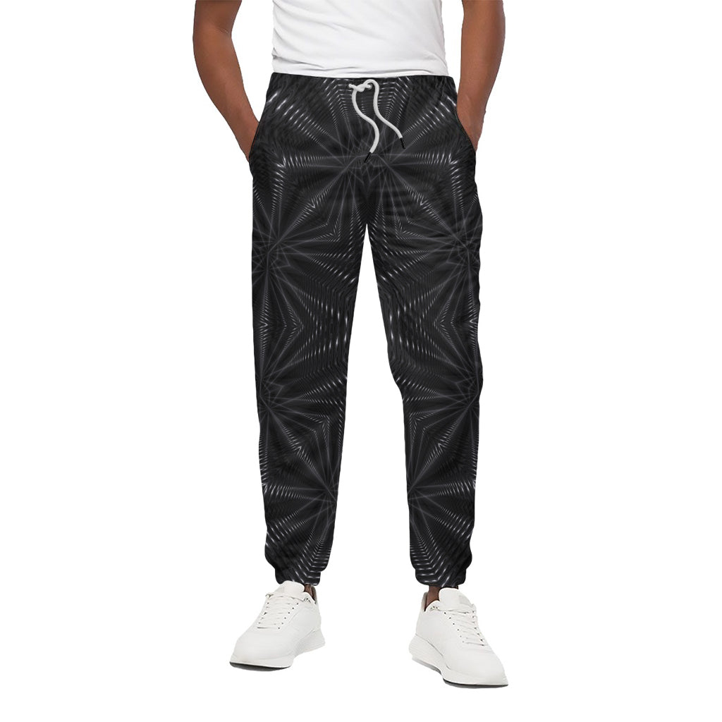 Black Kaleidoscope Print Cotton Pants