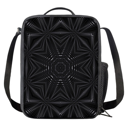 Black Kaleidoscope Print Crossbody Lunch Bag