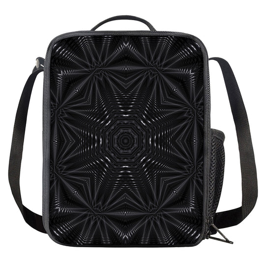 Black Kaleidoscope Print Crossbody Lunch Bag