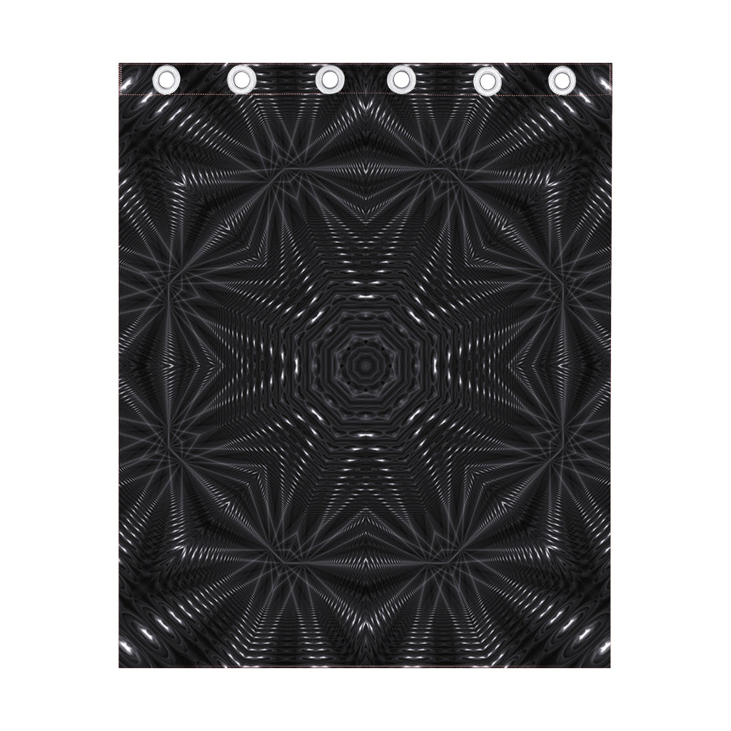 Black Kaleidoscope Print Curtain