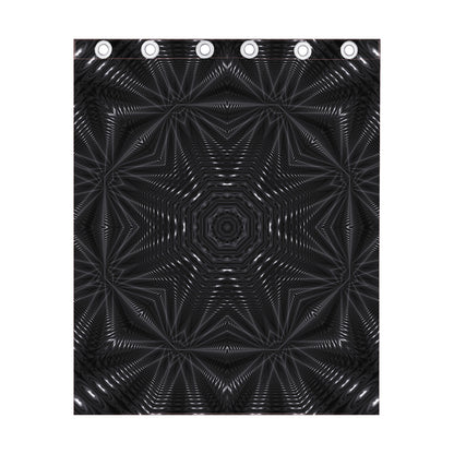 Black Kaleidoscope Print Curtain