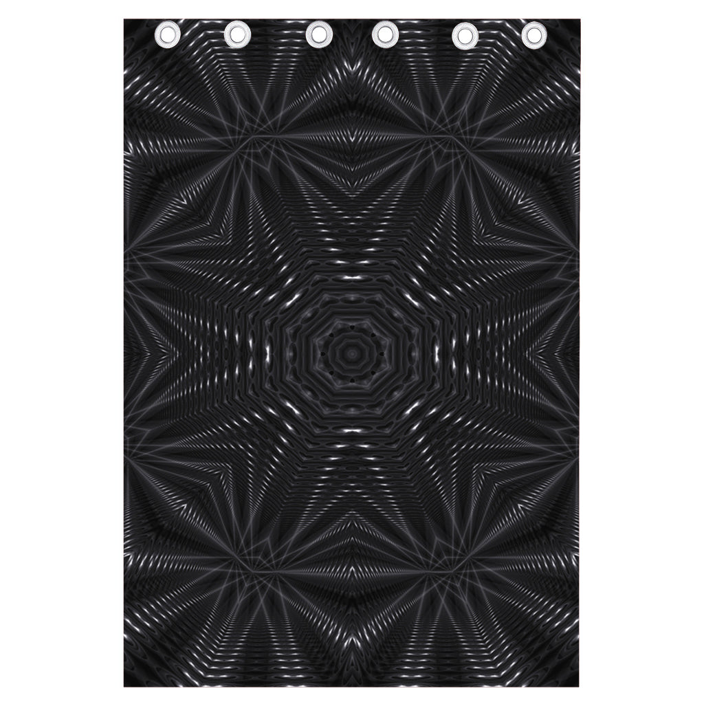 Black Kaleidoscope Print Curtain