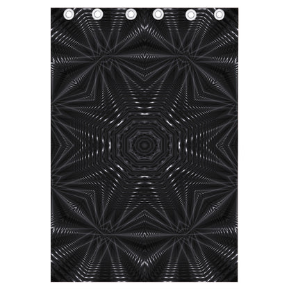 Black Kaleidoscope Print Curtain