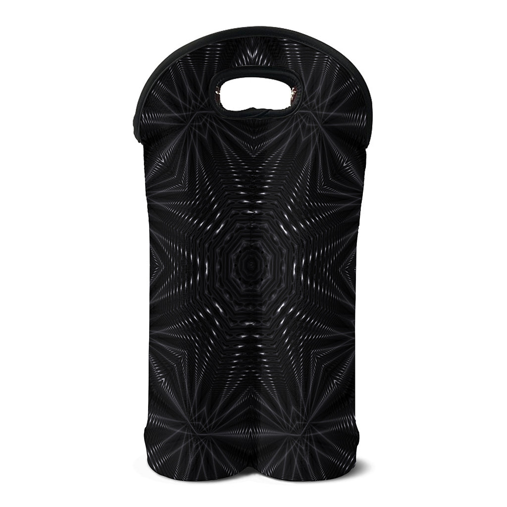 Black Kaleidoscope Print Double Neoprene Wine Tote