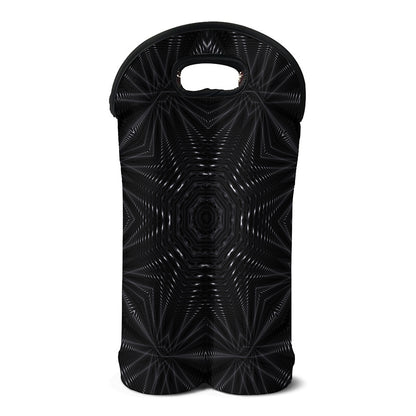 Black Kaleidoscope Print Double Neoprene Wine Tote