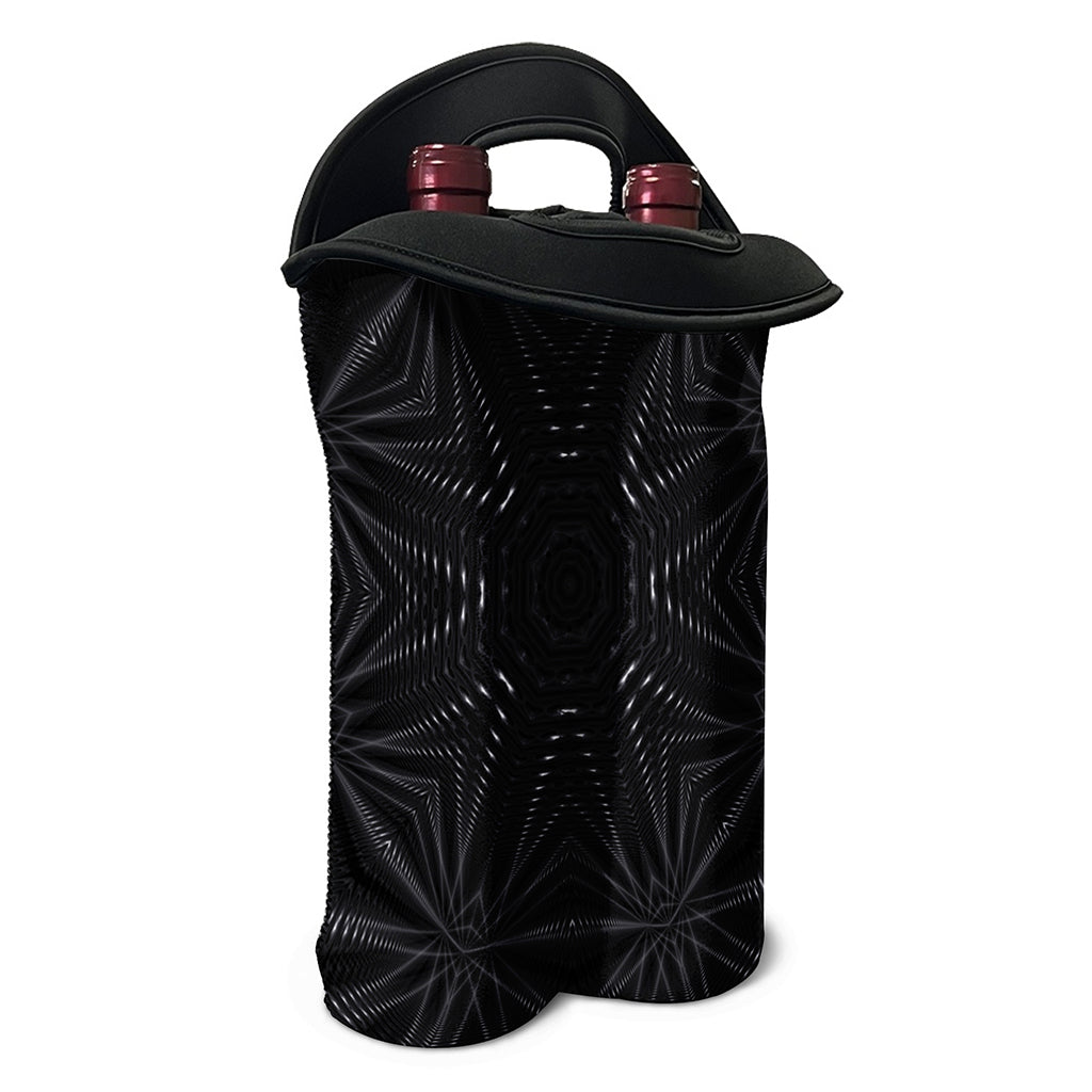 Black Kaleidoscope Print Double Neoprene Wine Tote