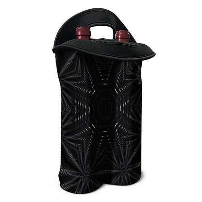 Black Kaleidoscope Print Double Neoprene Wine Tote