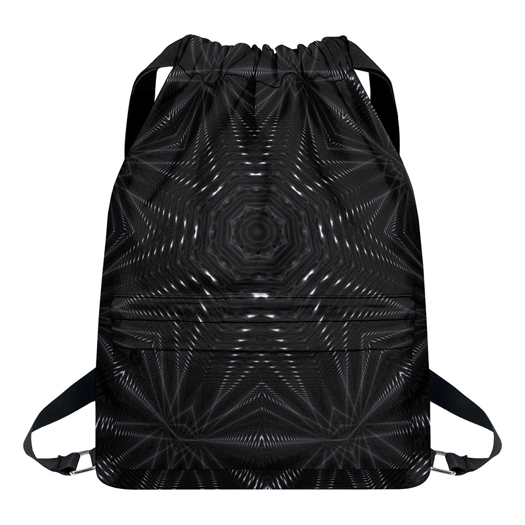 Black Kaleidoscope Print Drawstring Backpack