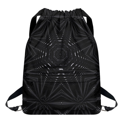 Black Kaleidoscope Print Drawstring Backpack