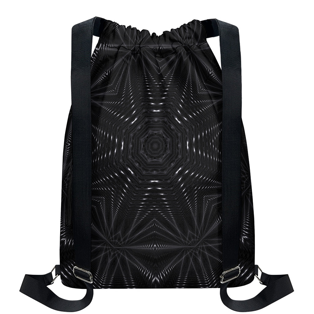 Black Kaleidoscope Print Drawstring Backpack