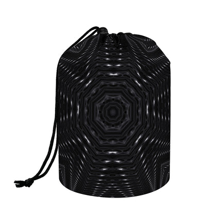 Black Kaleidoscope Print Drawstring Makeup Bag