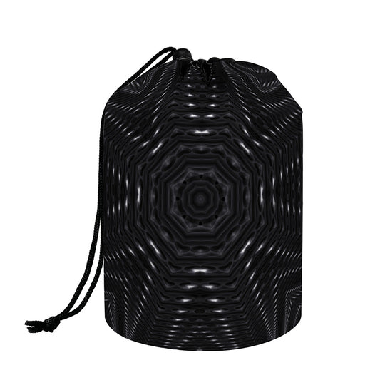 Black Kaleidoscope Print Drawstring Makeup Bag