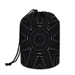 Black Kaleidoscope Print Drawstring Makeup Bag