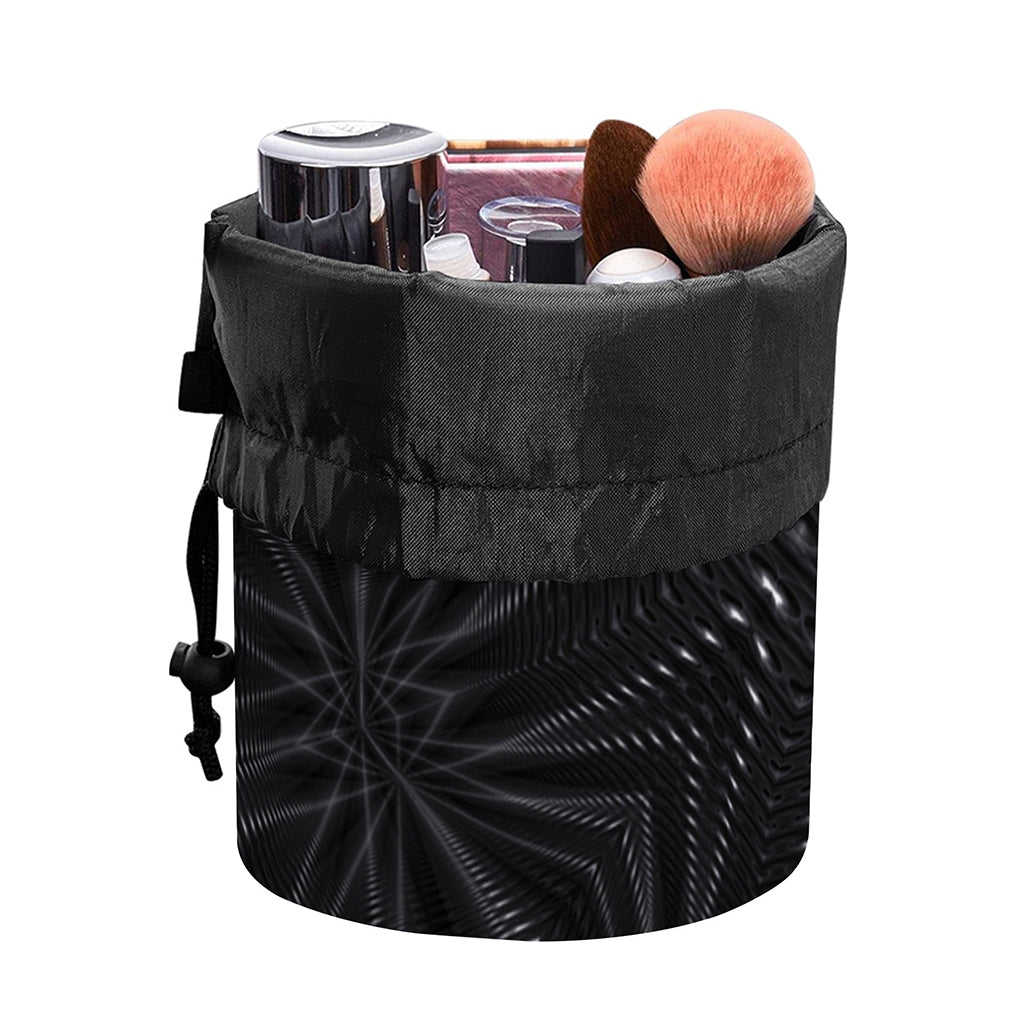 Black Kaleidoscope Print Drawstring Makeup Bag