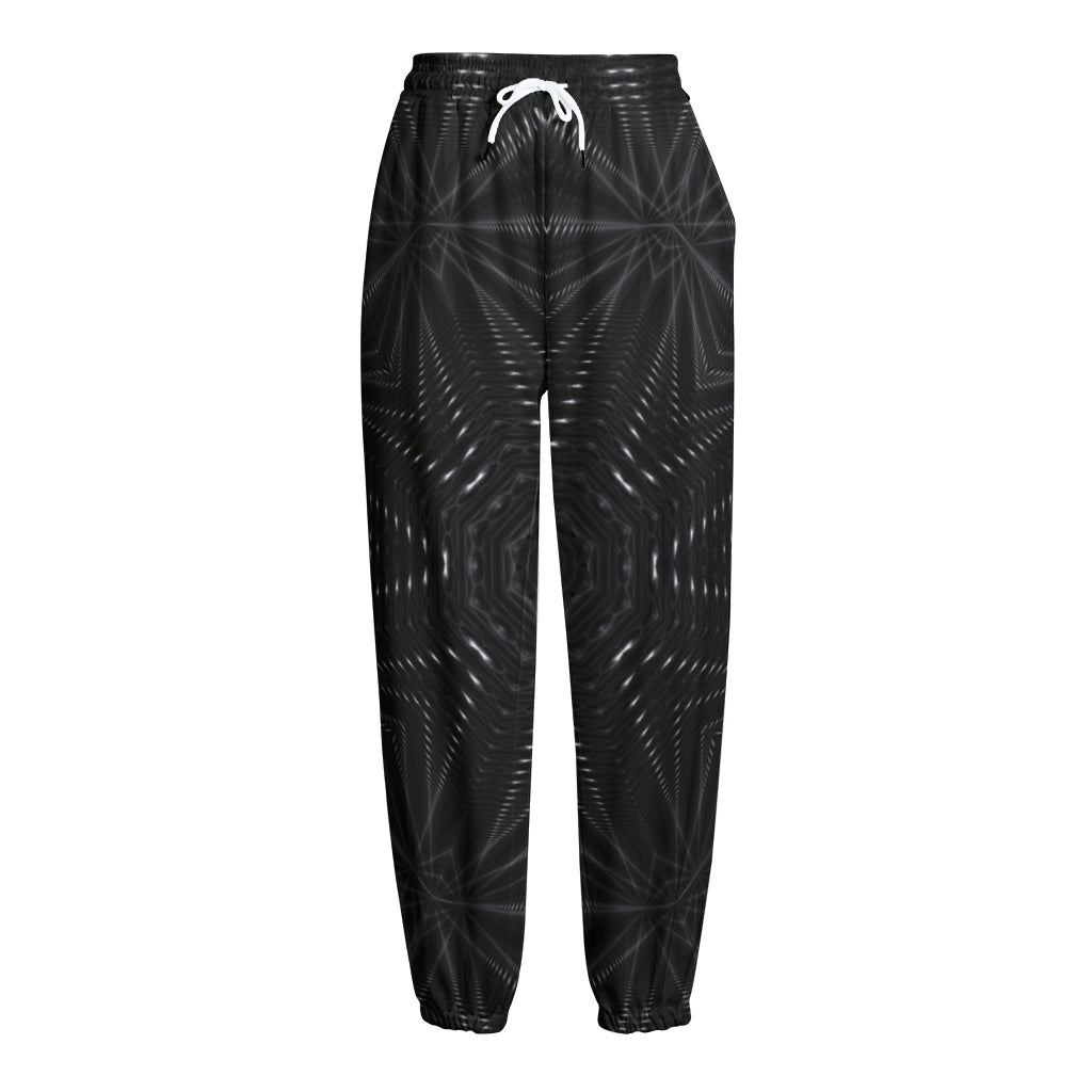 Black Kaleidoscope Print Fleece Lined Knit Pants