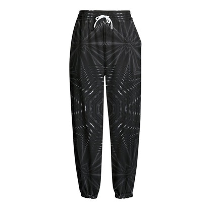 Black Kaleidoscope Print Fleece Lined Knit Pants