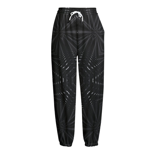 Black Kaleidoscope Print Fleece Lined Knit Pants