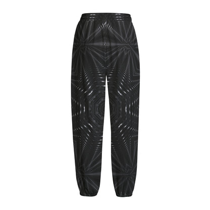 Black Kaleidoscope Print Fleece Lined Knit Pants