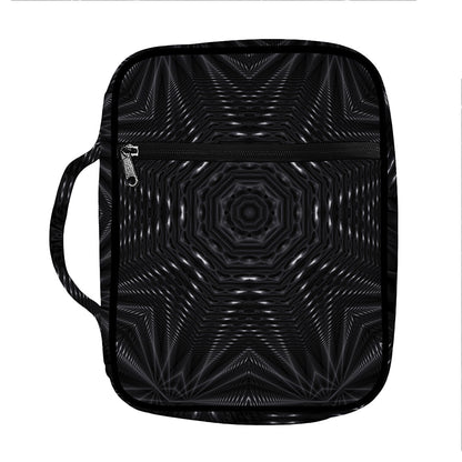 Black Kaleidoscope Print Front Pocket Bible Bag