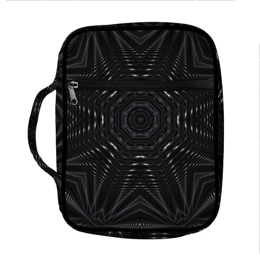 Black Kaleidoscope Print Front Pocket Bible Bag
