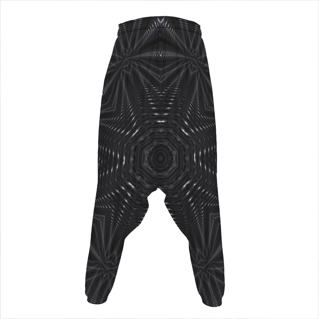 Black Kaleidoscope Print Hammer Pants