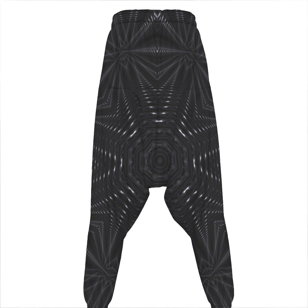 Black Kaleidoscope Print Hammer Pants