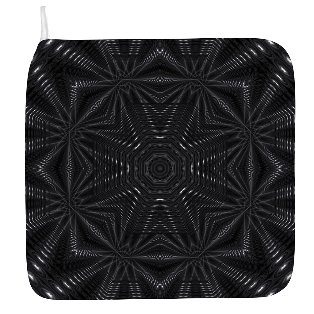 Black Kaleidoscope Print Hand Towel