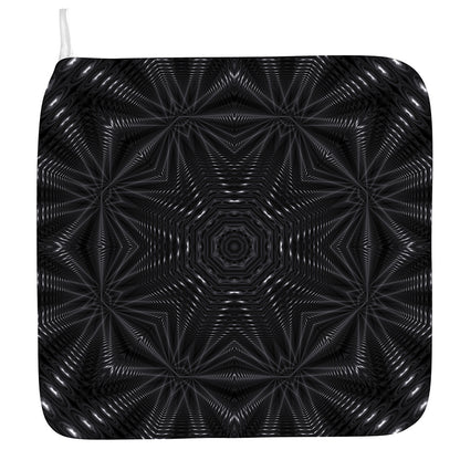 Black Kaleidoscope Print Hand Towel