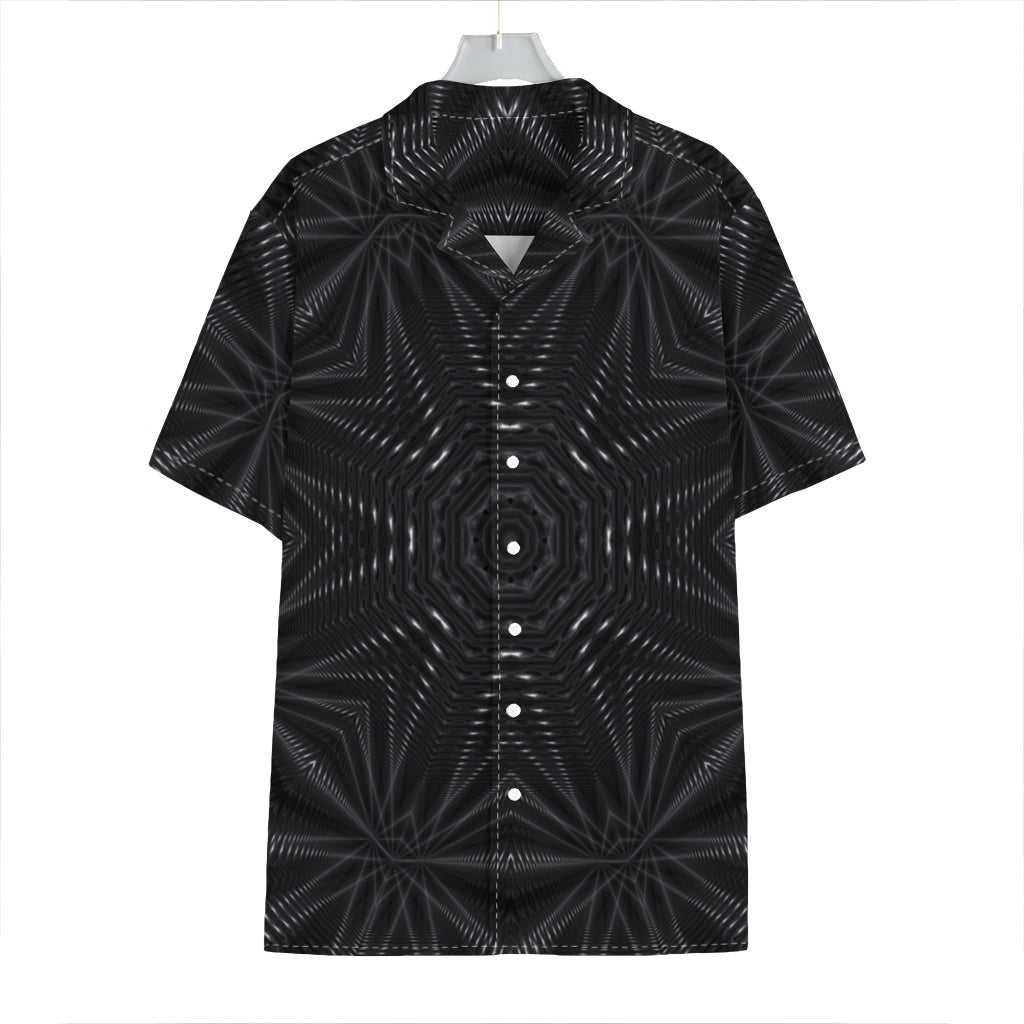 Black Kaleidoscope Print Hawaiian Shirt