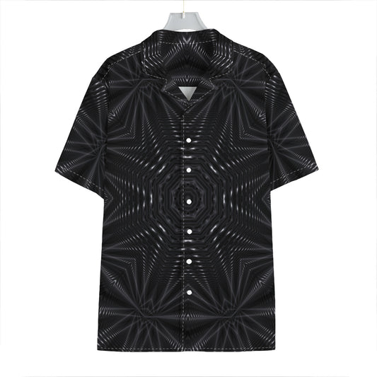 Black Kaleidoscope Print Hawaiian Shirt