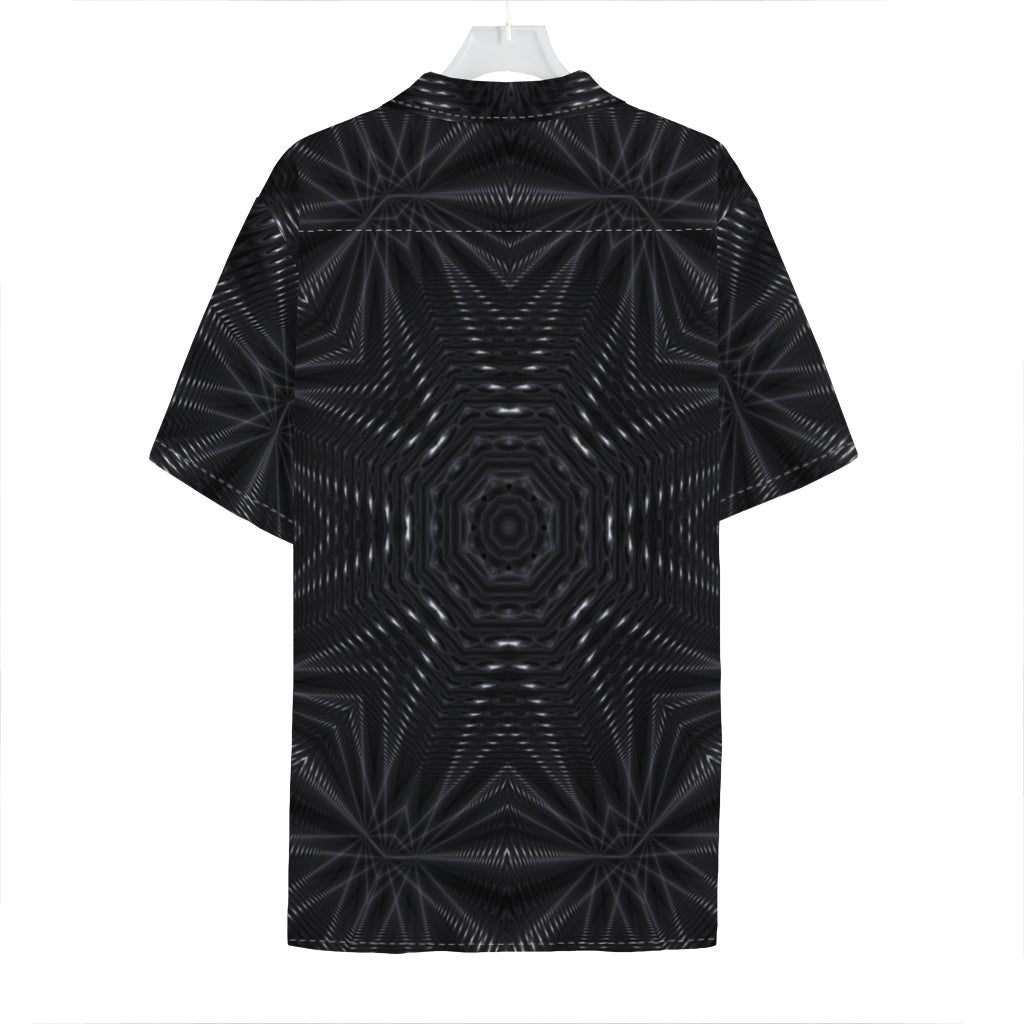Black Kaleidoscope Print Hawaiian Shirt
