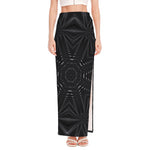 Black Kaleidoscope Print High Slit Maxi Skirt