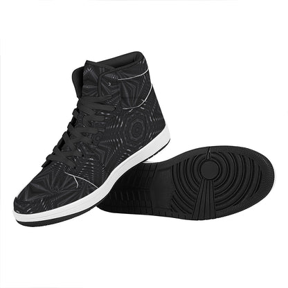 Black Kaleidoscope Print High Top Leather Sneakers