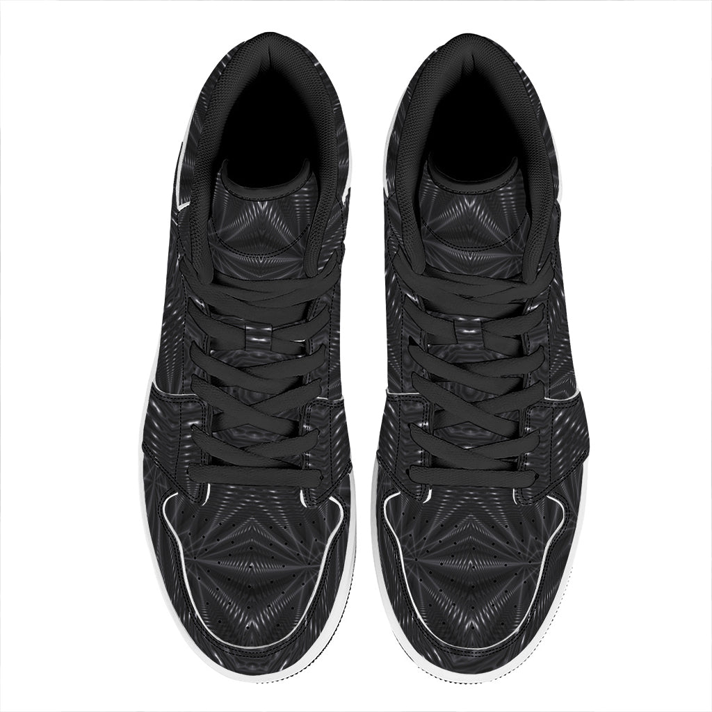 Black Kaleidoscope Print High Top Leather Sneakers