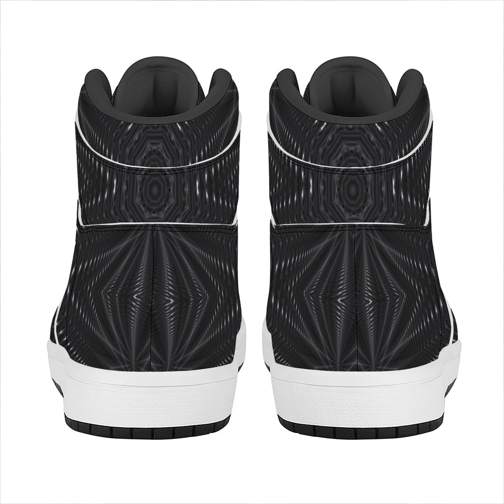 Black Kaleidoscope Print High Top Leather Sneakers