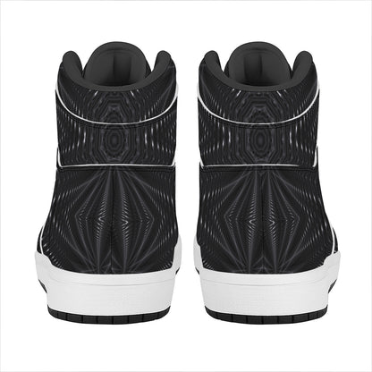 Black Kaleidoscope Print High Top Leather Sneakers