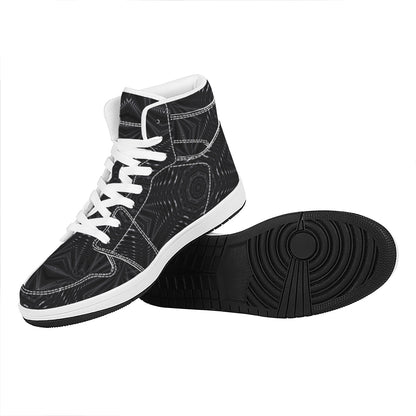 Black Kaleidoscope Print High Top Leather Sneakers